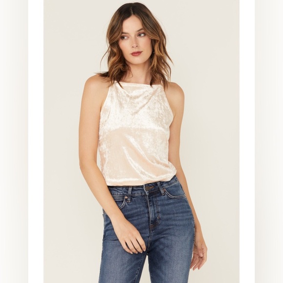 BEYOND THE RADAR WOMEN'S VELVET HIGH NECK TANK TOP - Picture 2 of 7